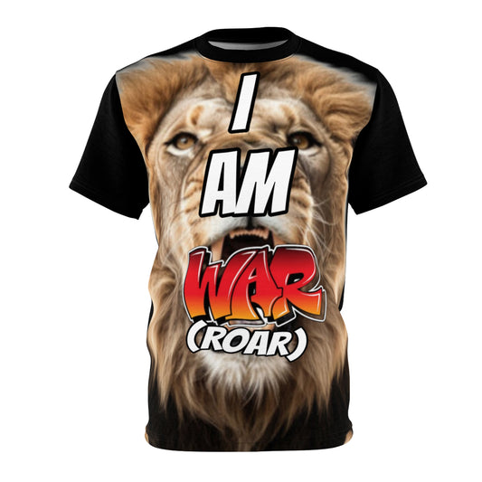 I Am WAR (ROAR) Design (Black) - Unisex AOP T-Shirt