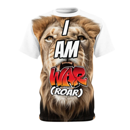 I Am WAR (ROAR) Design (White)  - Unisex AOP T-Shirt