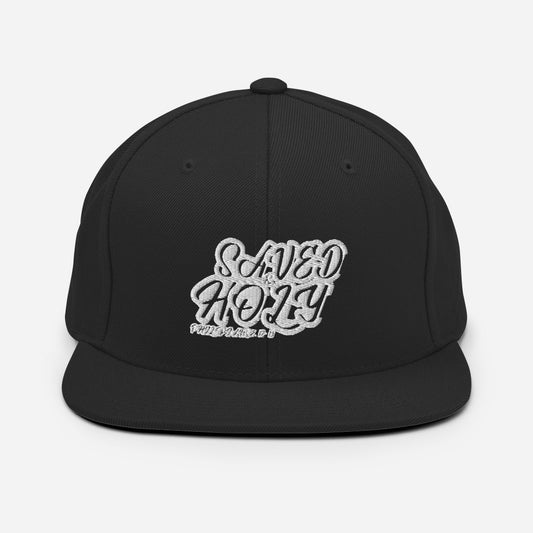 Saved and Holy Design (White)- Snapback Cap